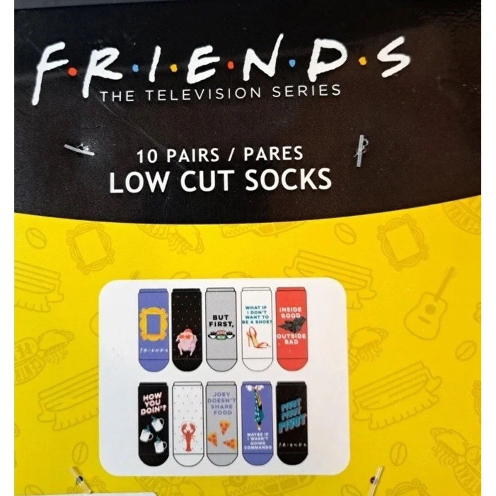 Friends The Television TV Series Ladies Low Cut Socks 10 Pairs Size 4-10 Novelty